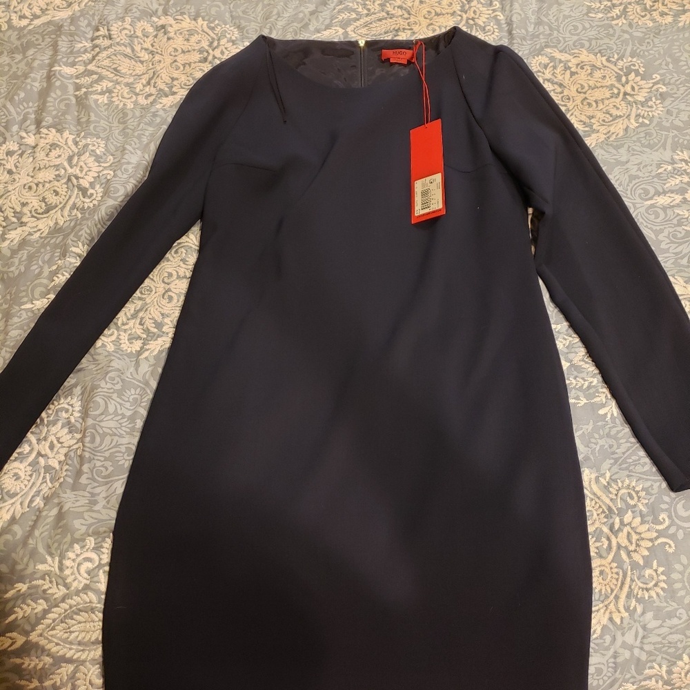 Hugo Boss Navy Long Sleeve Dress
